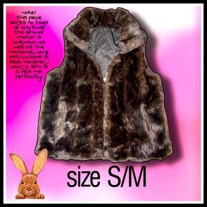 dark brown/ black zip up fur warm winter VEST size S/M